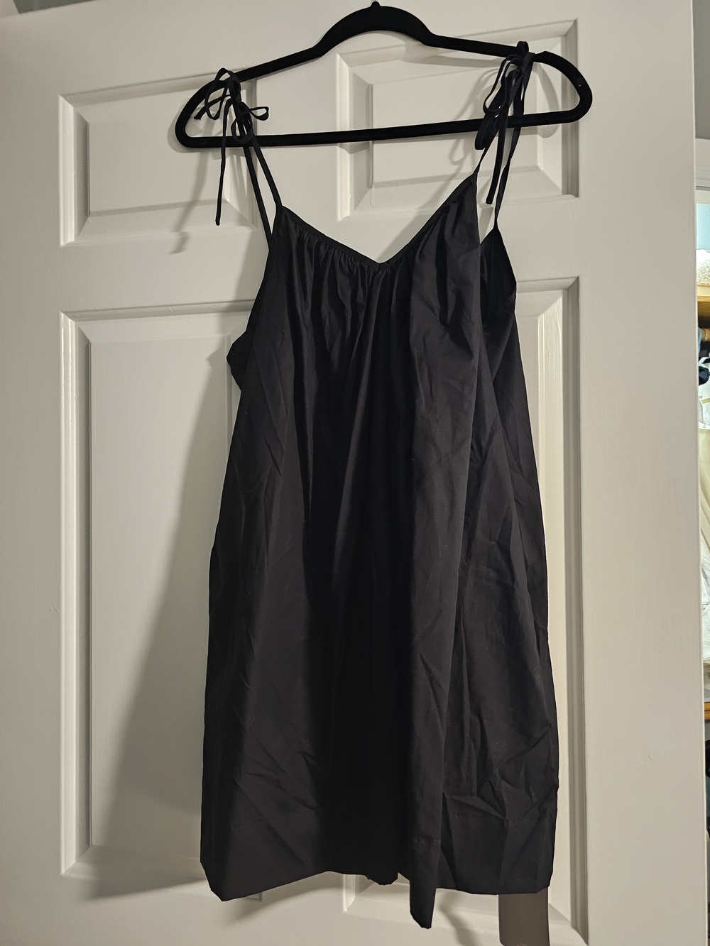 Black Tie-Shoulder Slip Dress